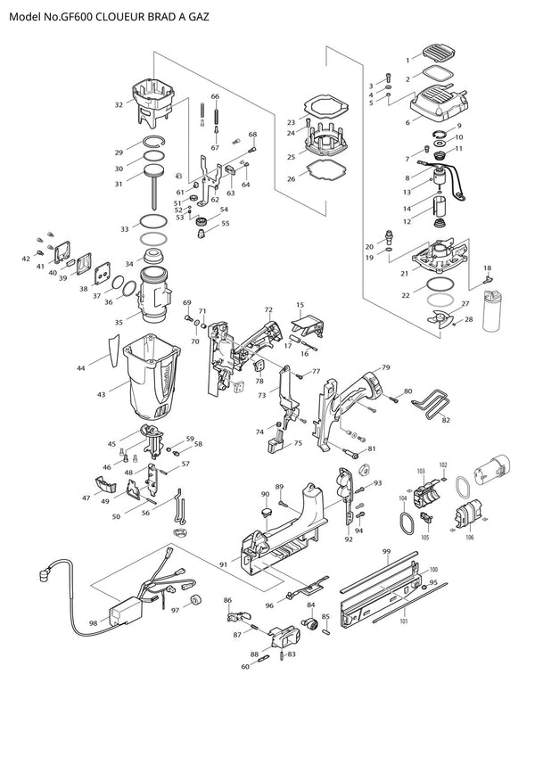 Pièces détachées touret / meuleuse d’établi Makita GF600