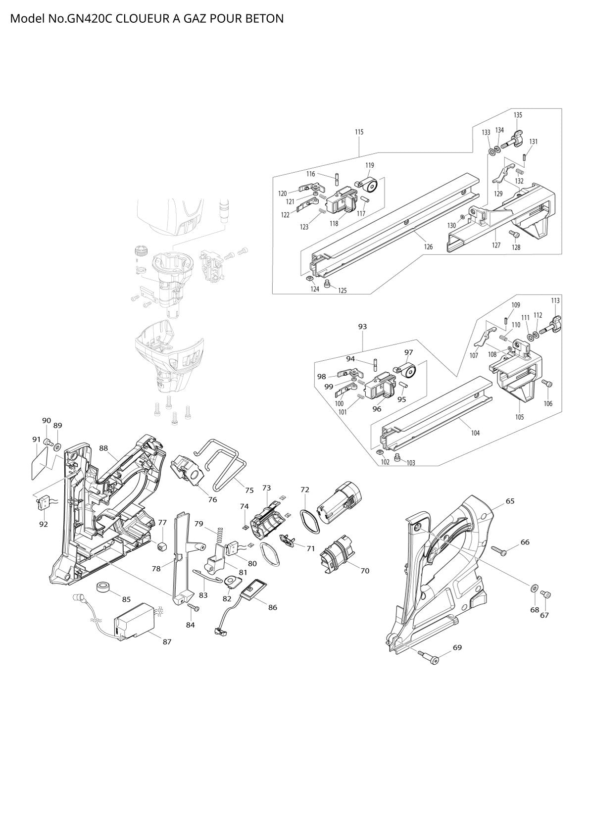Pièces détachées cloueur Makita GN420C
