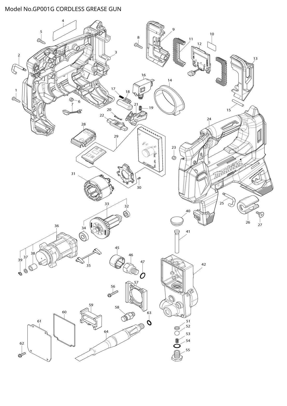 Pièces détachées cloueur Makita GP001G