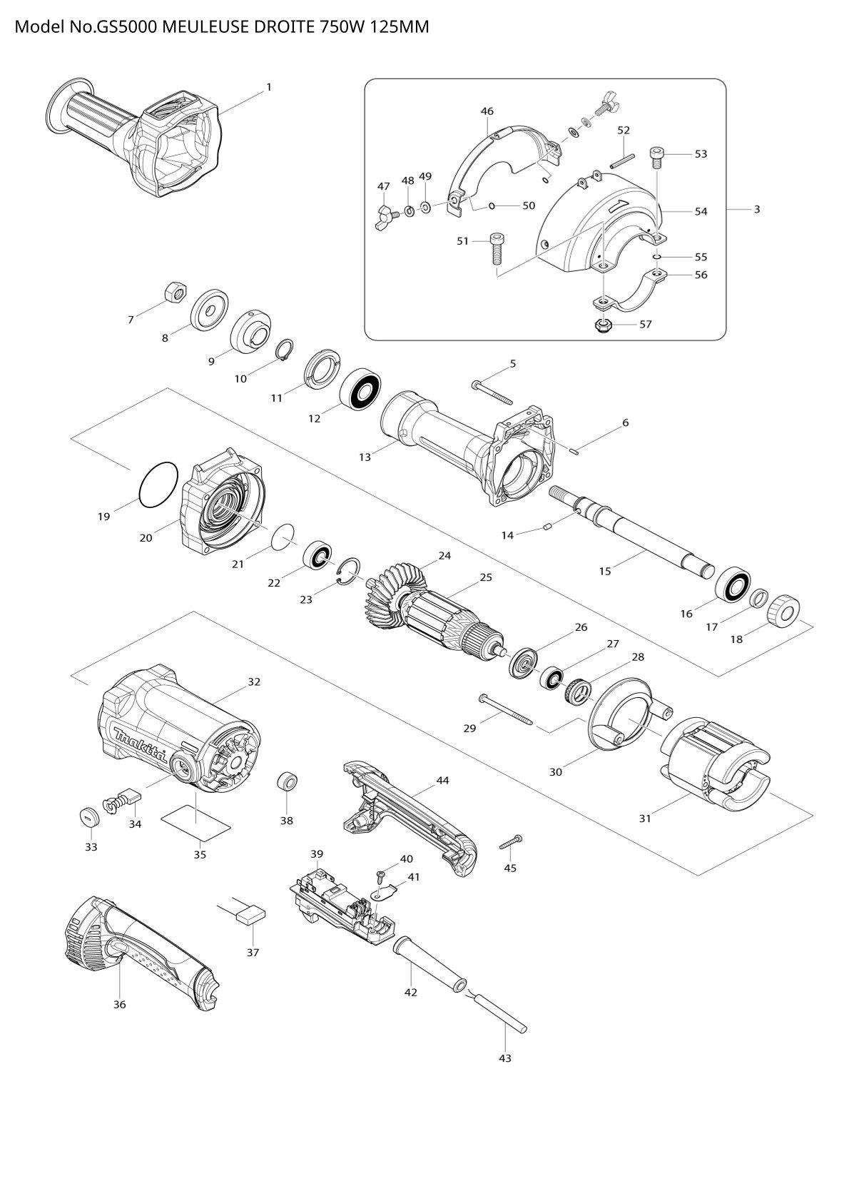 Pièces détachées touret / meuleuse d’établi Makita GS5000