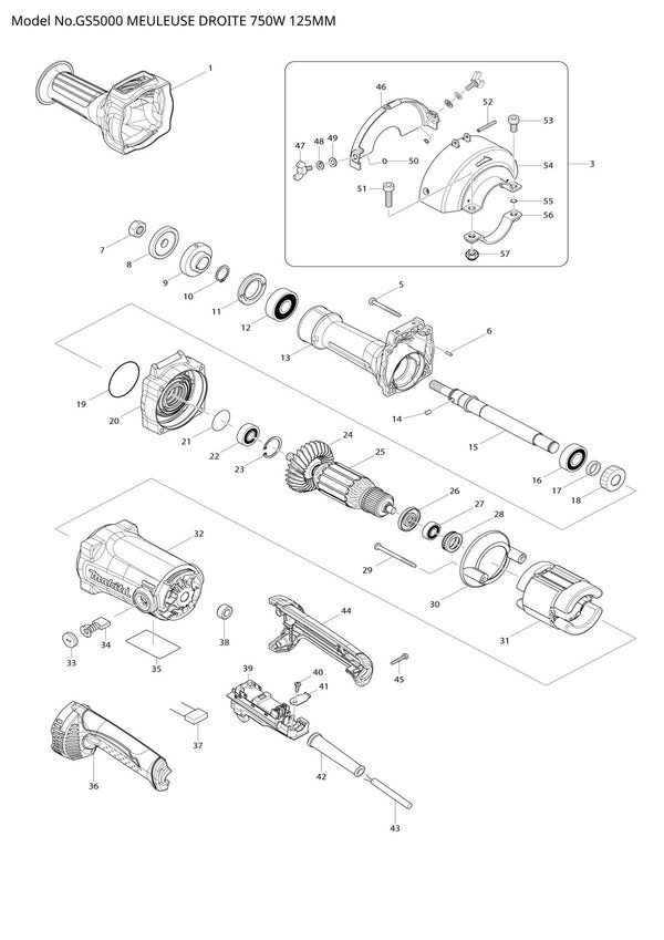 Pièces détachées touret / meuleuse d’établi Makita GS5000