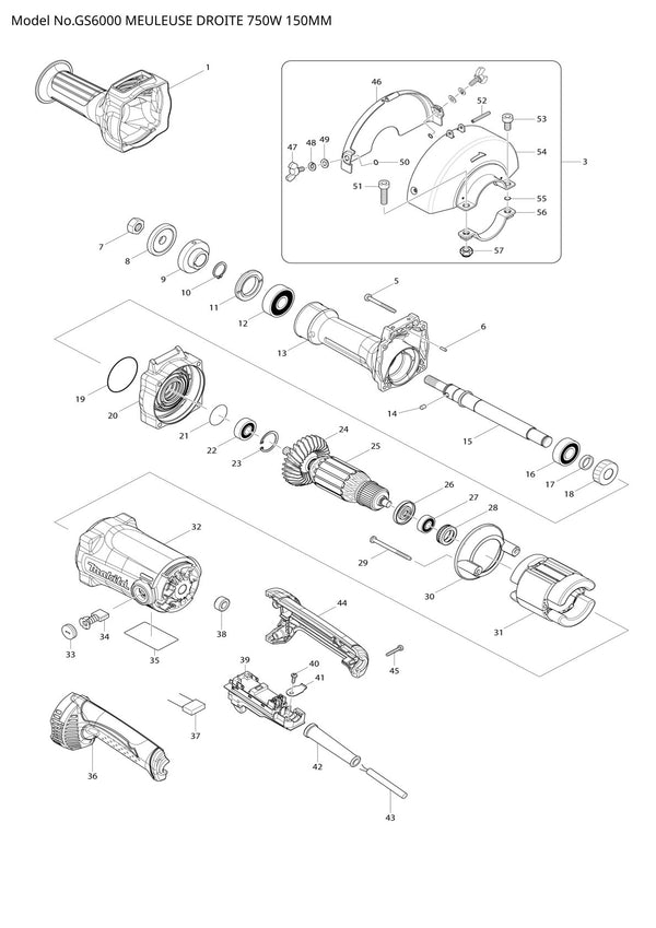 Pièces détachées touret / meuleuse d’établi Makita GS6000