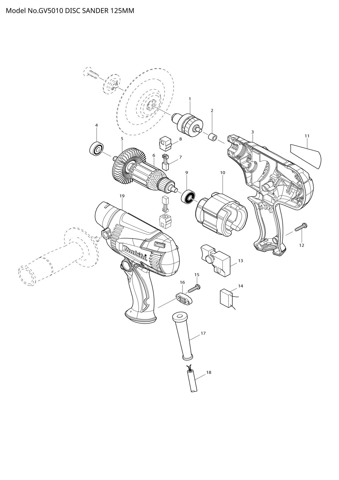 Pièces détachées ponceuse Makita GV5010