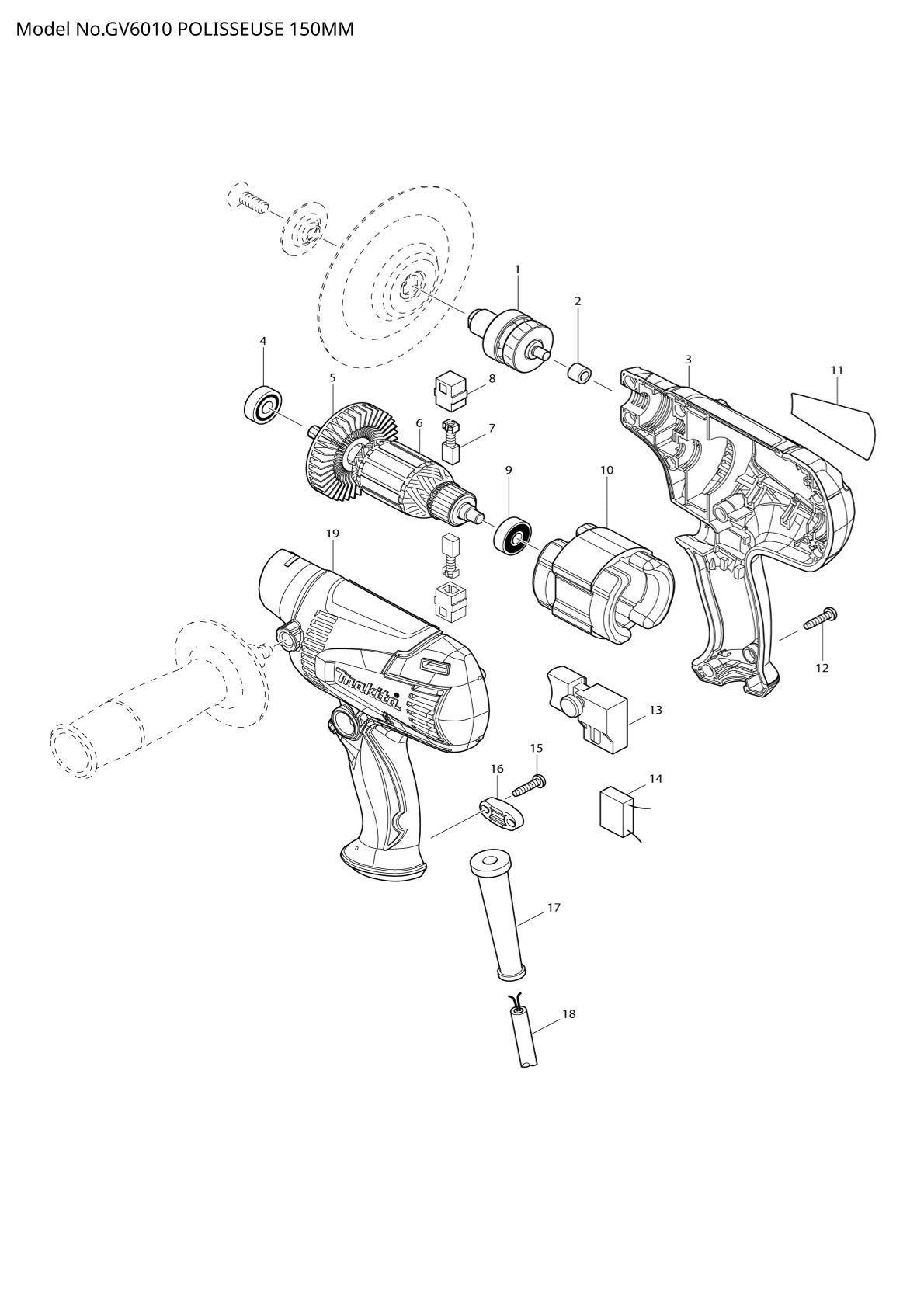 Pièces détachées ponceuse Makita GV6010