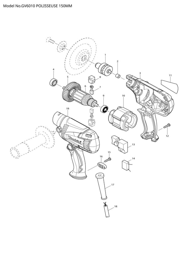 Pièces détachées ponceuse Makita GV6010