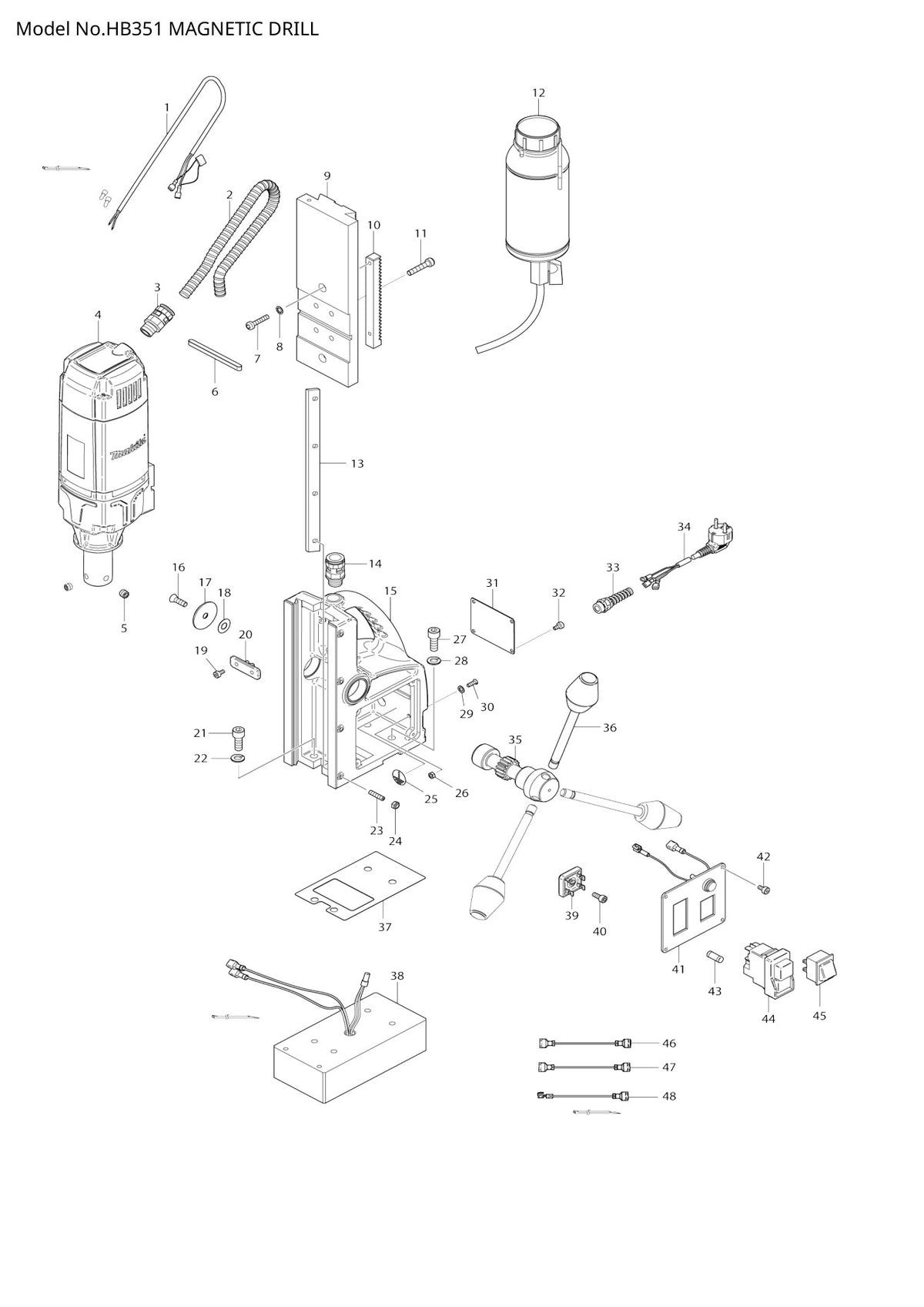 Vue éclatée Makita HB351 - page 1