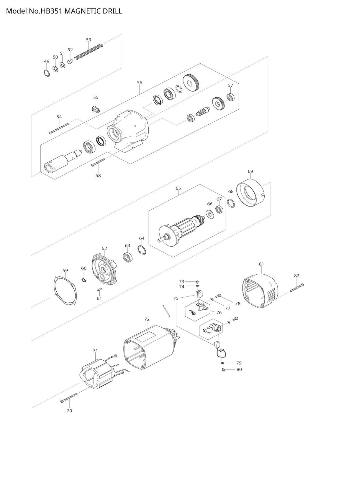 Vue éclatée Makita HB351 - page 2
