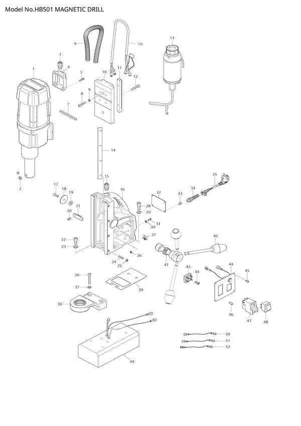 Vue éclatée Makita HB501 - page 1