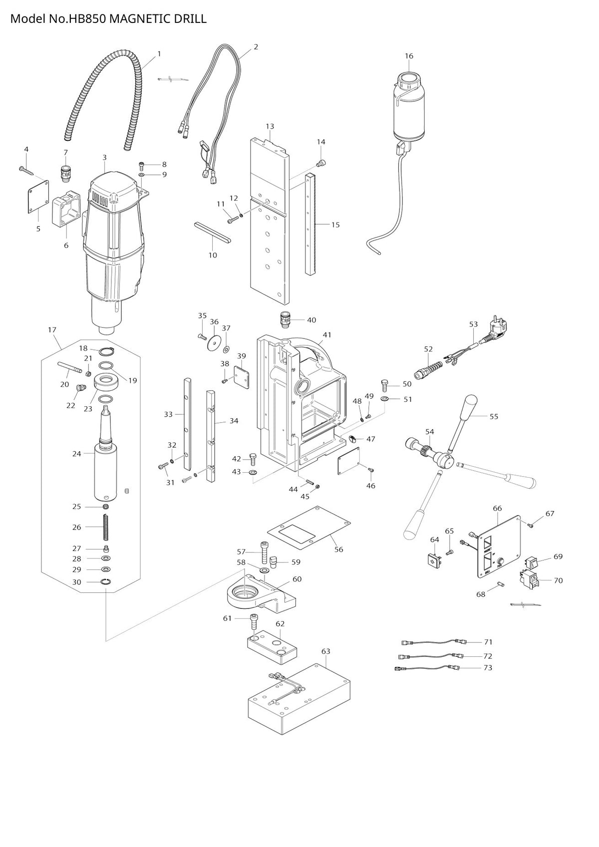 Vue éclatée Makita HB850 - page 1