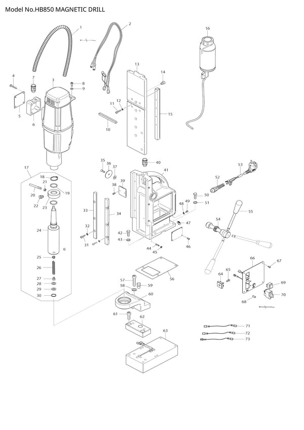 Vue éclatée Makita HB850 - page 1