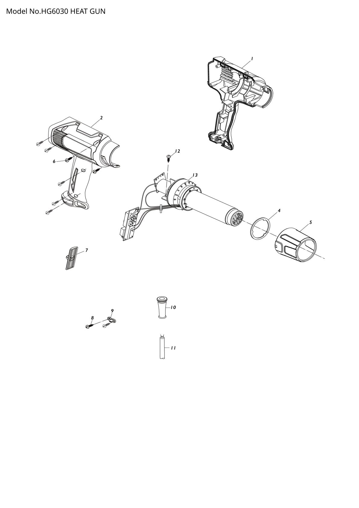 Pièces détachées décapeur thermique Makita HG6030