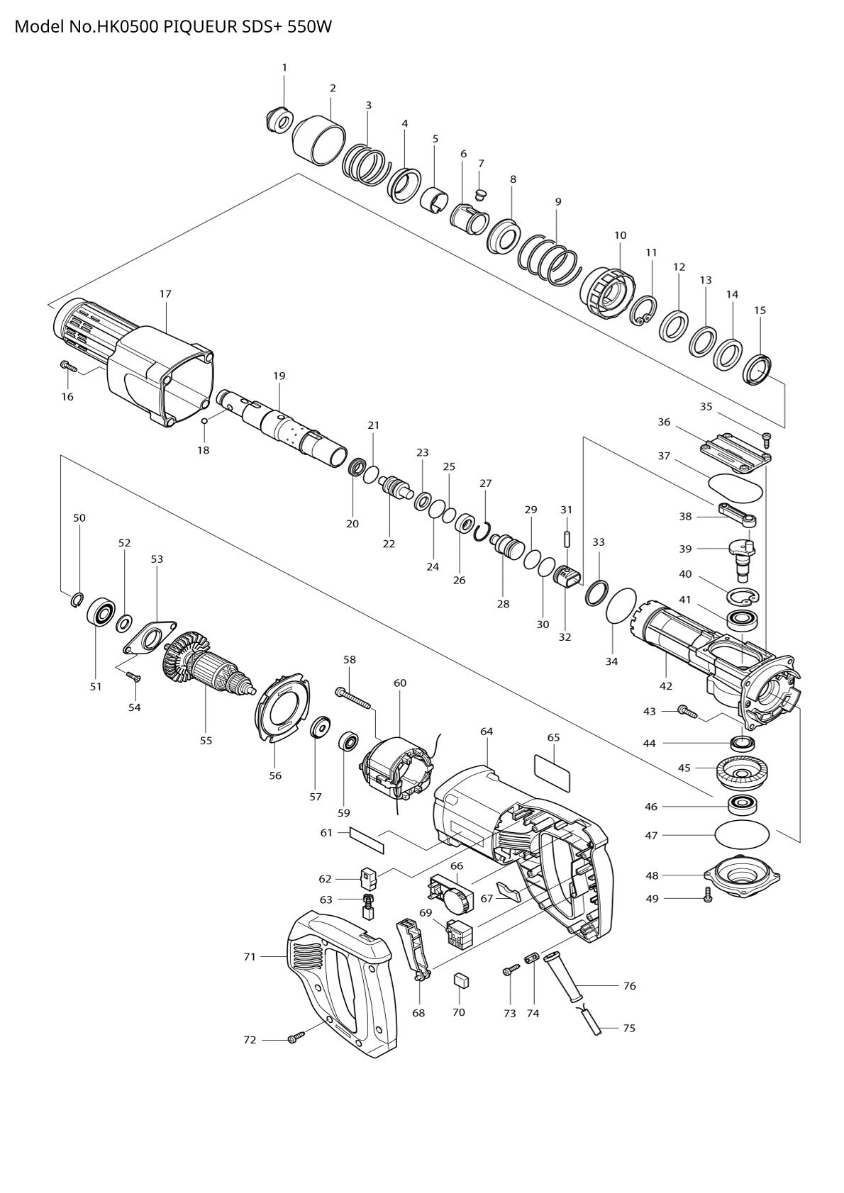 Pièces détachées marteau burineur Makita HK0500