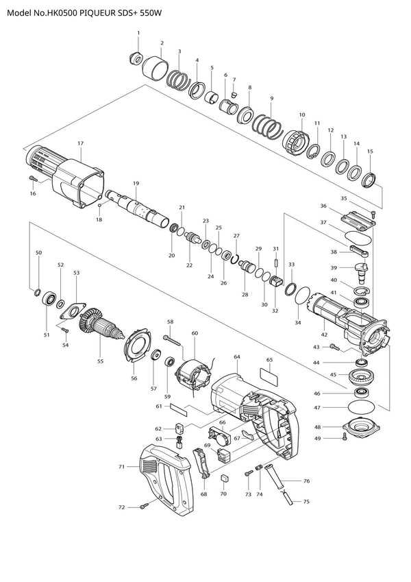 Pièces détachées marteau burineur Makita HK0500