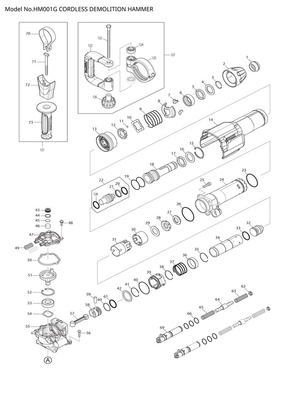 Pièces détachées marteau piqueur sans fil Makita HM001G