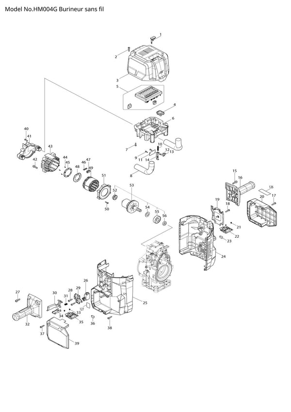 Pièces détachées marteau piqueur sans fil Makita HM004G