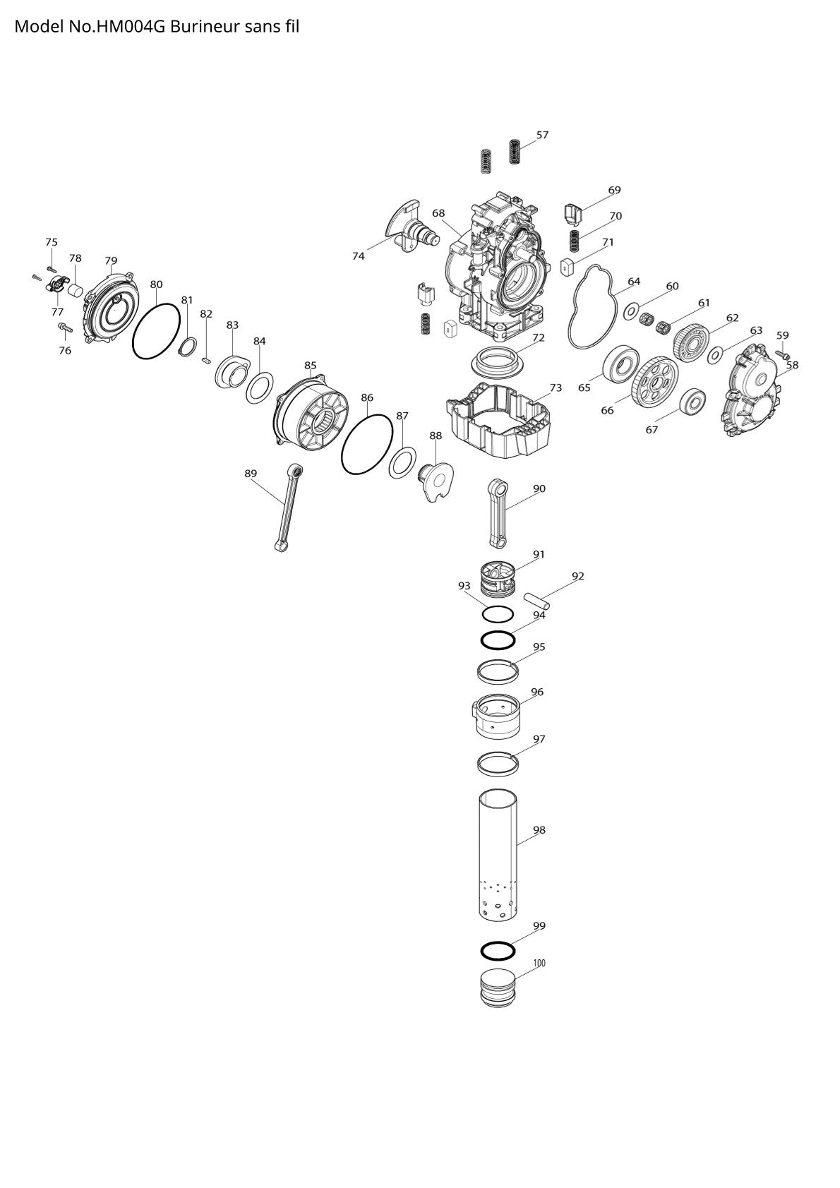 Pièces détachées marteau piqueur sans fil Makita HM004G