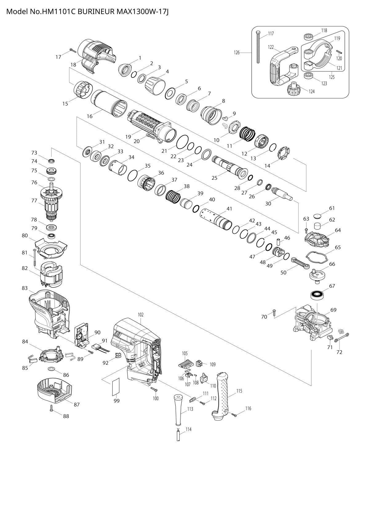 Pièces détachées marteau piqueur Makita HM1101C