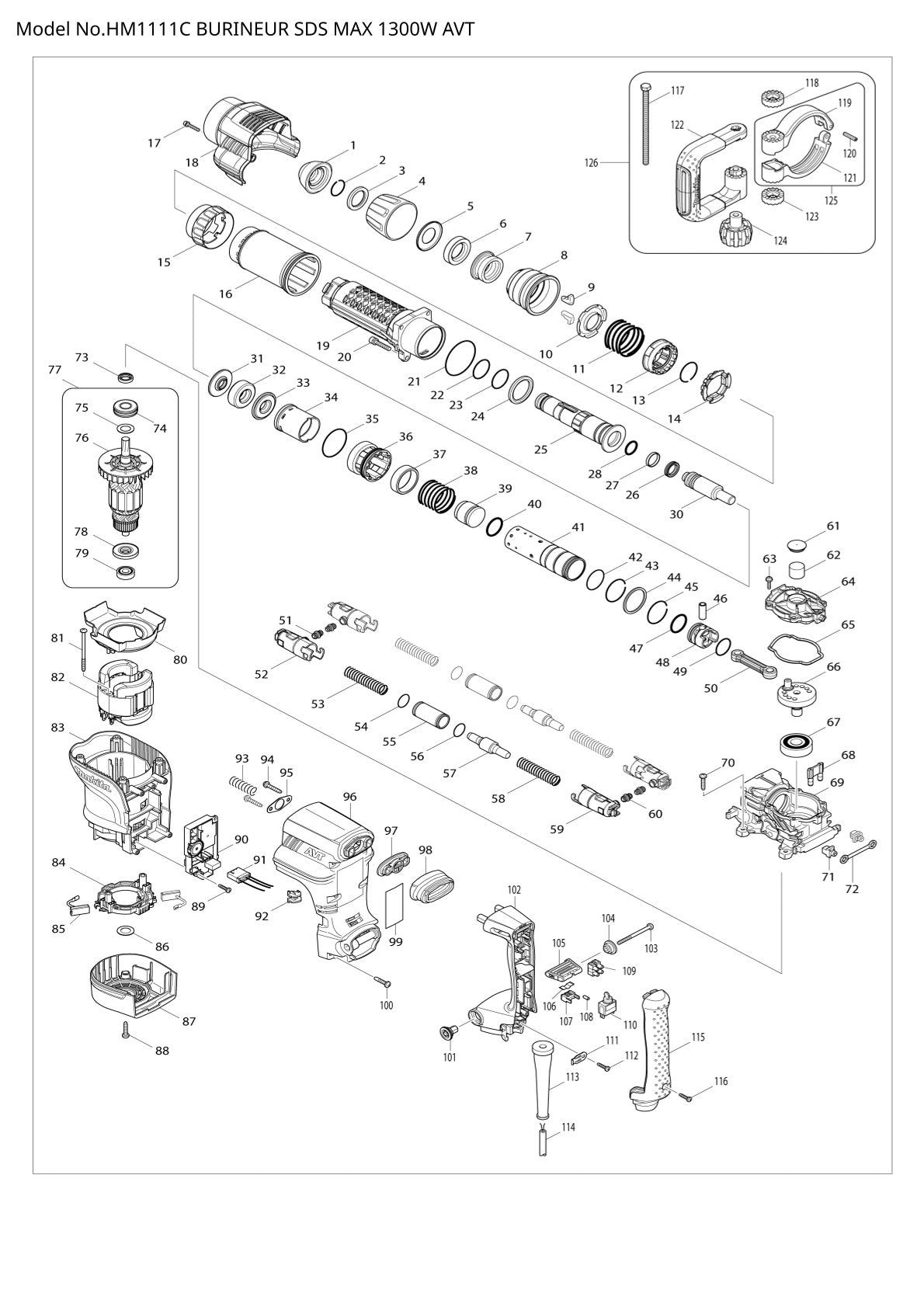 Pièces détachées marteau piqueur Makita HM1111C