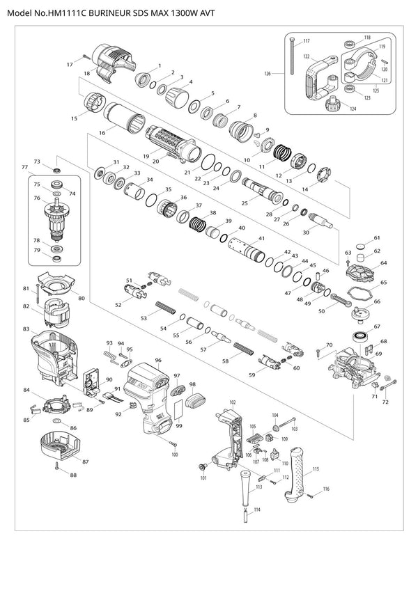 Pièces détachées marteau piqueur Makita HM1111C