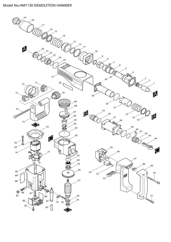 Pièces détachées marteau piqueur Makita HM1130