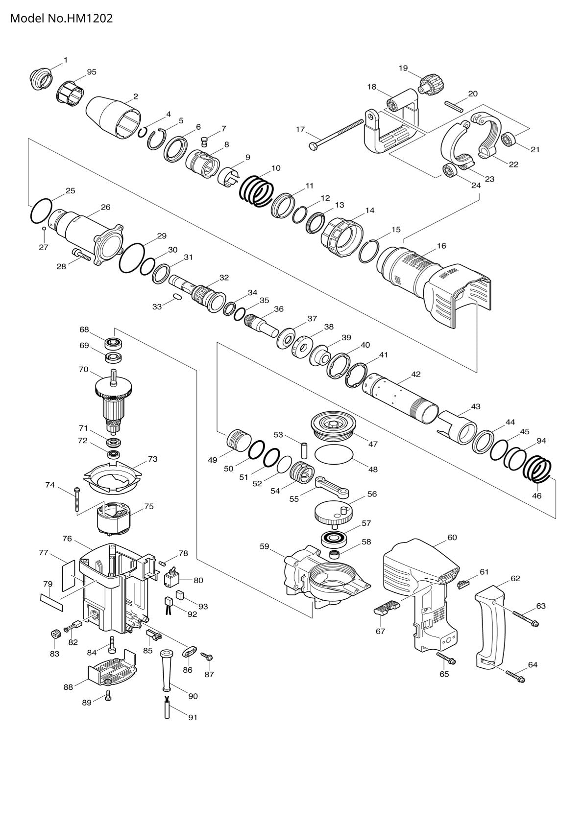 Pièces détachées marteau piqueur Makita HM1202