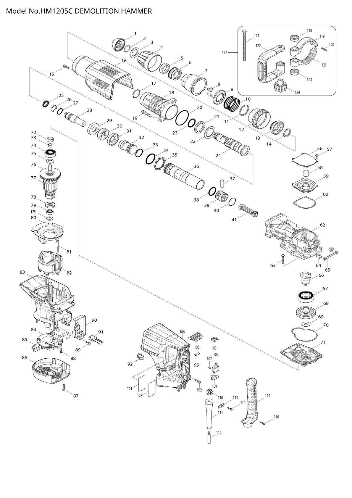 Pièces détachées marteau piqueur Makita HM1205C