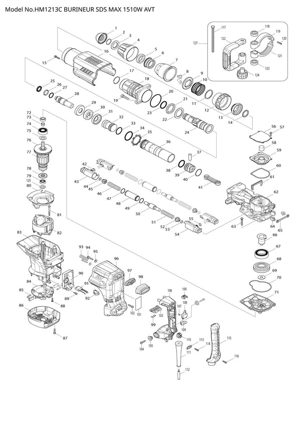 Pièces détachées marteau piqueur Makita HM1213C