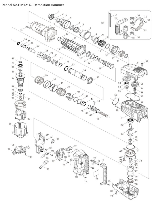 Pièces détachées marteau piqueur Makita HM1214C