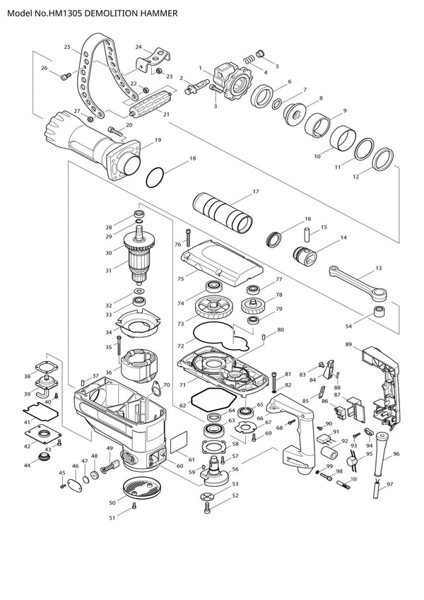 Pièces détachées marteau piqueur Makita HM1305