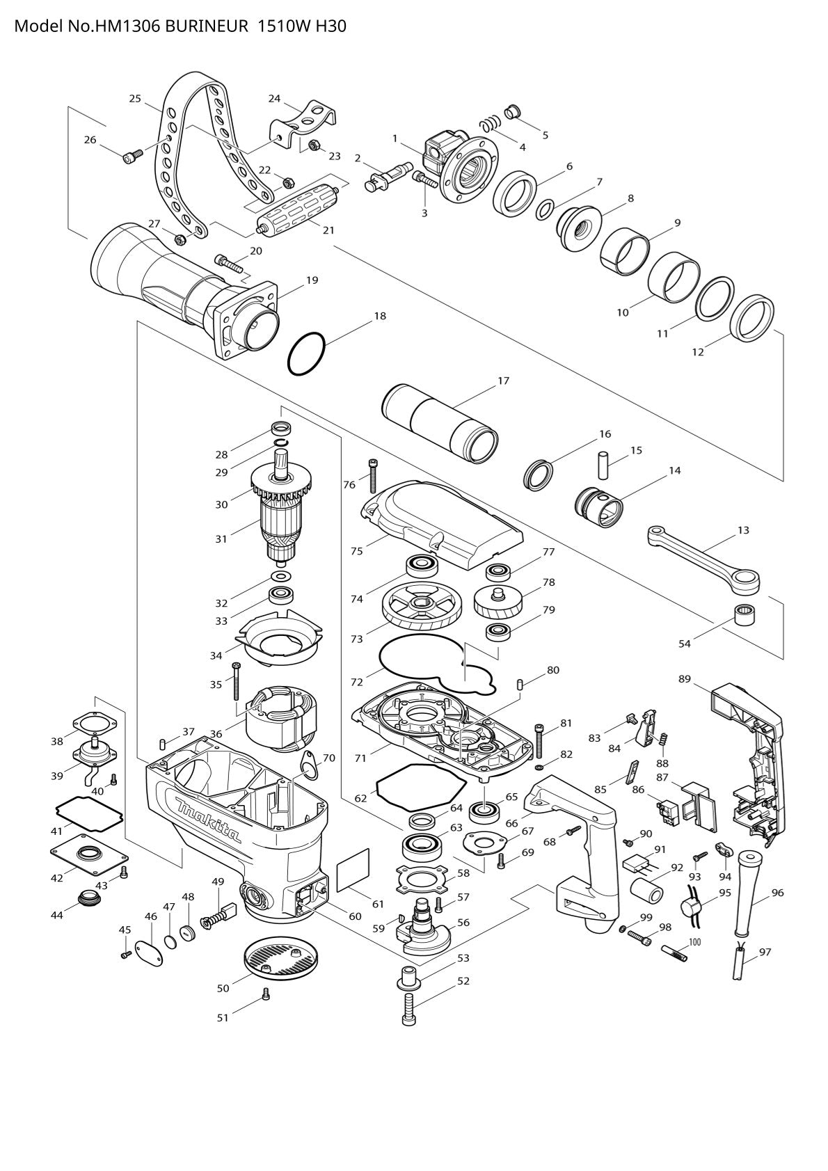 Pièces détachées marteau piqueur Makita HM1306