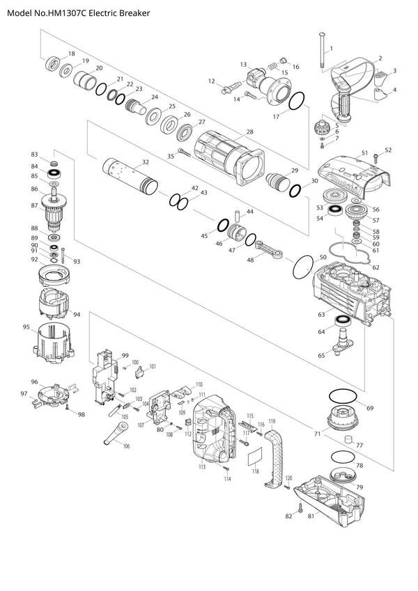 Pièces détachées marteau piqueur Makita HM1307C