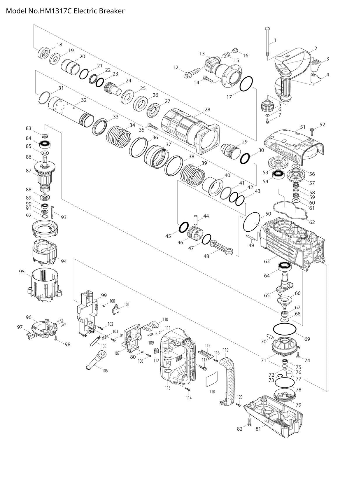 Pièces détachées marteau piqueur Makita HM1317C