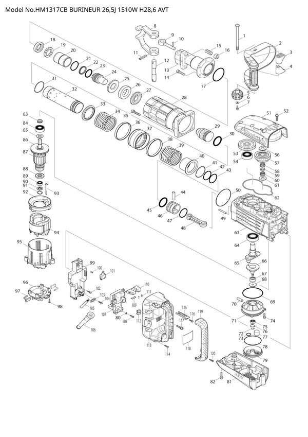 Pièces détachées marteau piqueur Makita HM1317CB