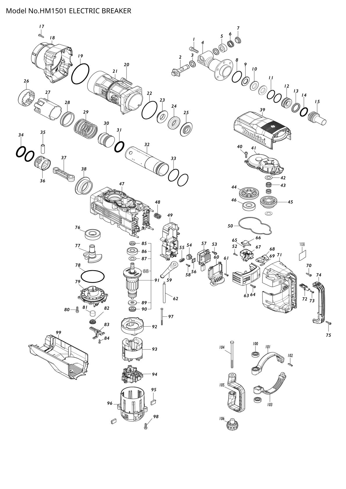 Pièces détachées marteau piqueur Makita HM1501