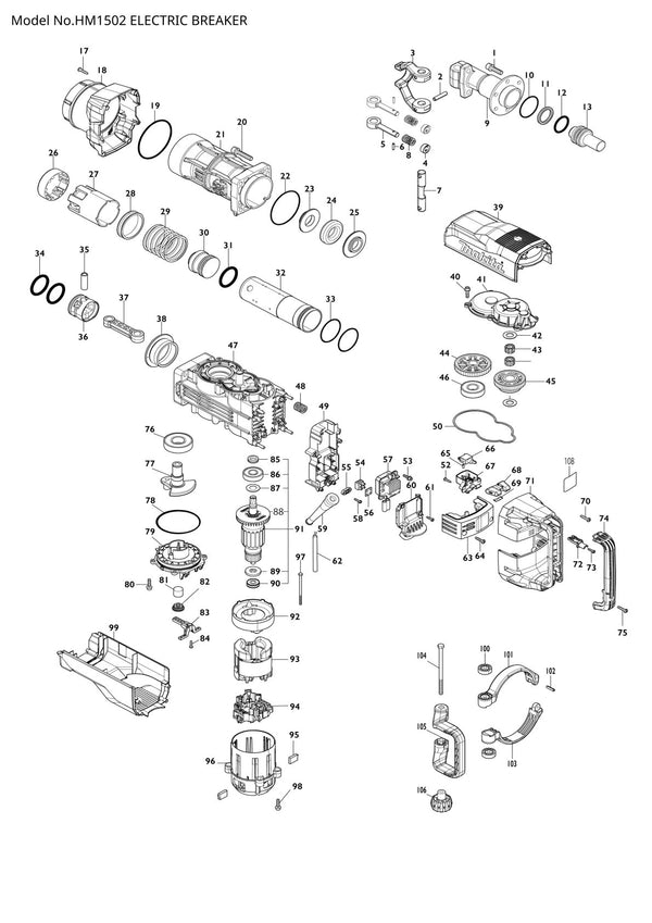 Pièces détachées marteau piqueur Makita HM1502