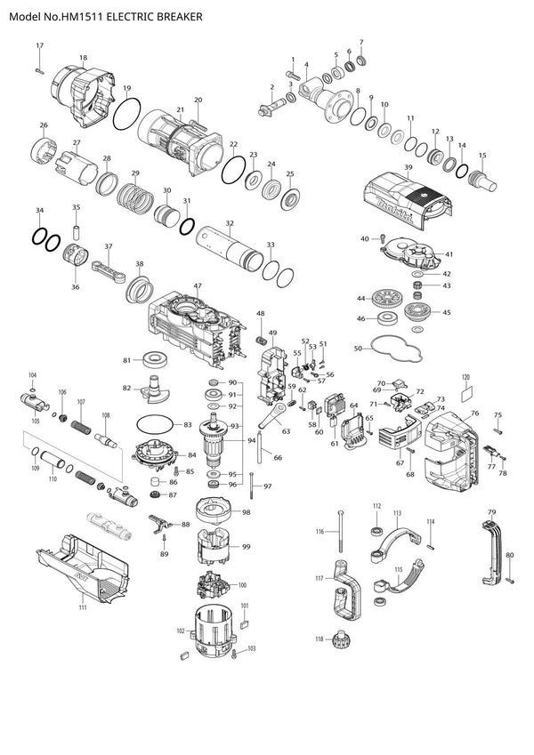 Pièces détachées marteau piqueur Makita HM1511