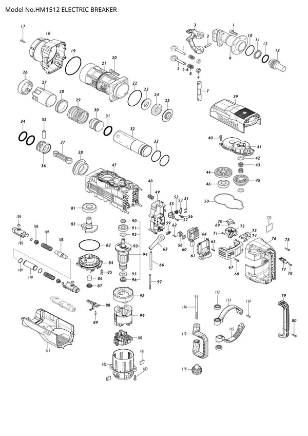 Pièces détachées marteau piqueur Makita HM1512