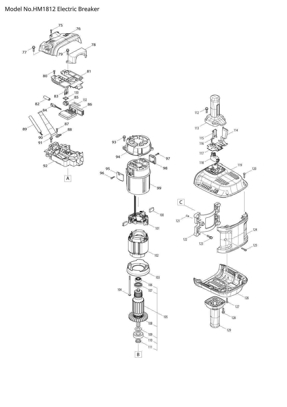 Pièces détachées marteau piqueur Makita HM1812