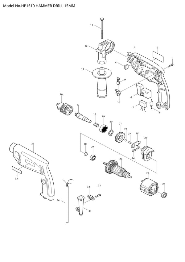 Pièces détachées perceuse à percussion Makita HP1510