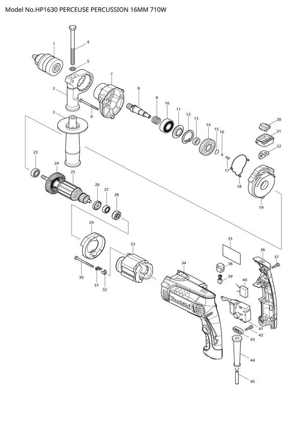 Pièces détachées perceuse à percussion Makita HP1630
