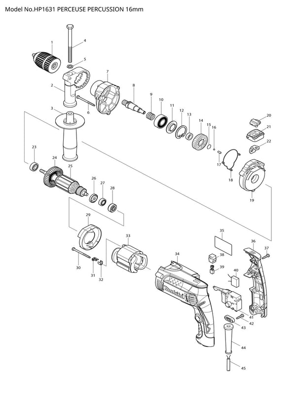 Pièces détachées perceuse à percussion Makita HP1631