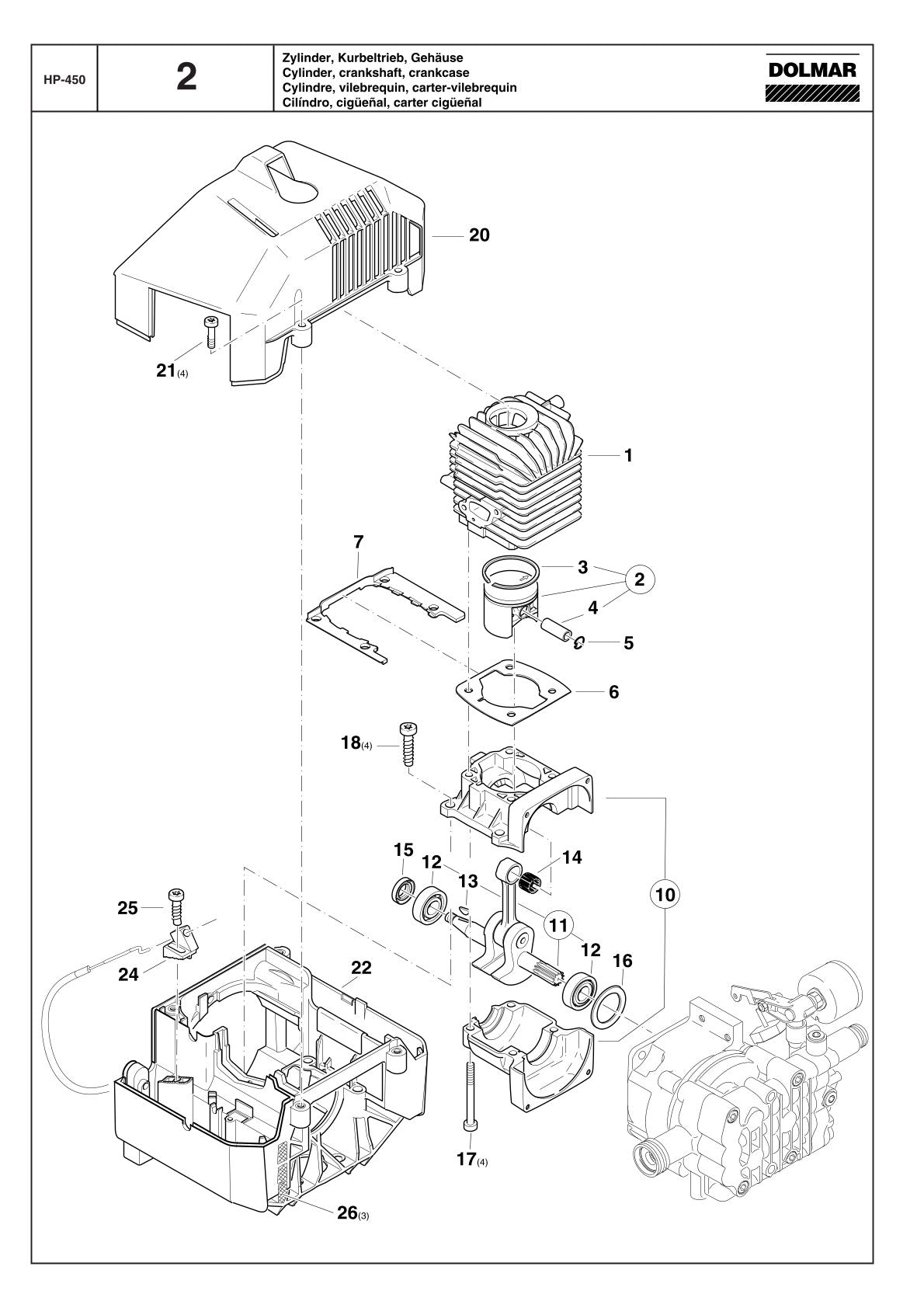 Pièces détachées perceuse à percussion Makita HP450
