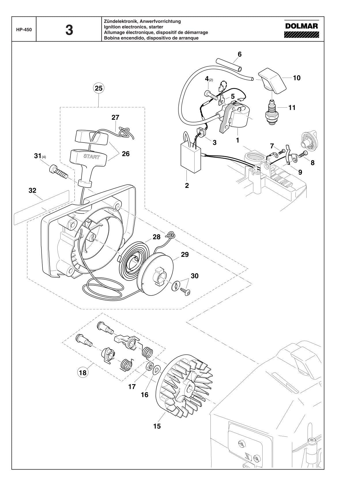 Pièces détachées perceuse à percussion Makita HP450