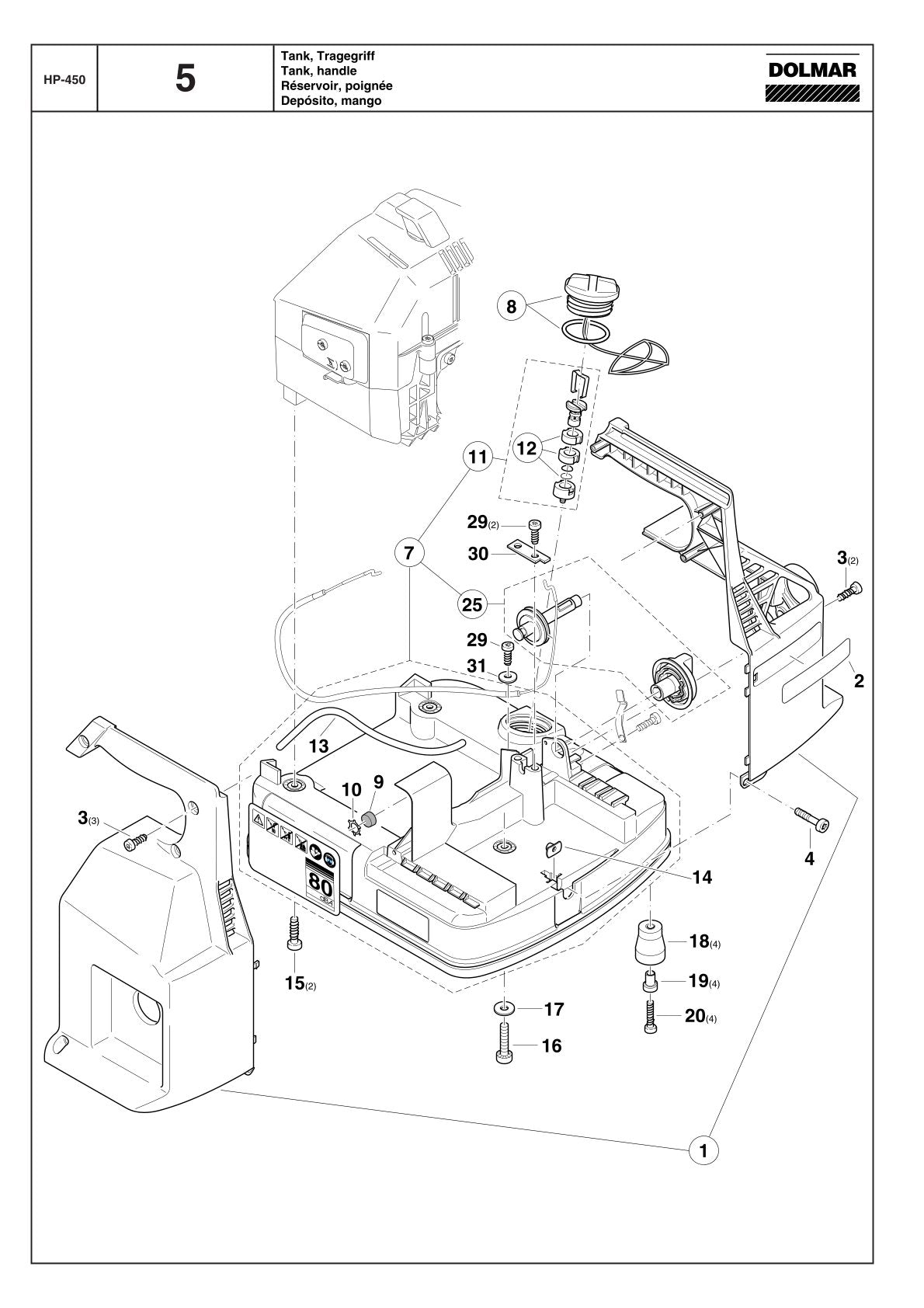 Pièces détachées perceuse à percussion Makita HP450