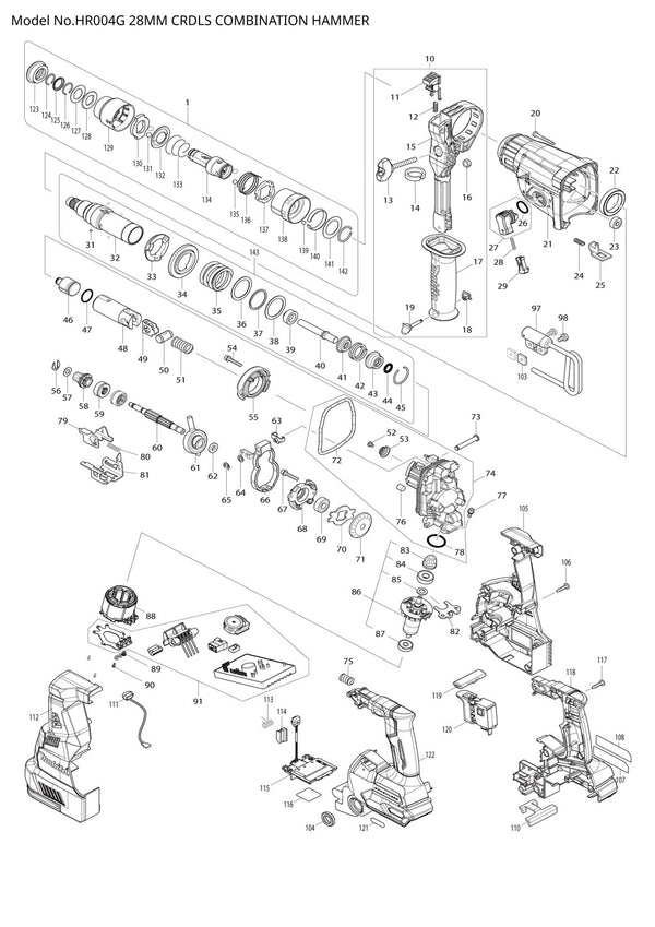 Pièces détachées perforateur burineur sans fil Makita HR004G