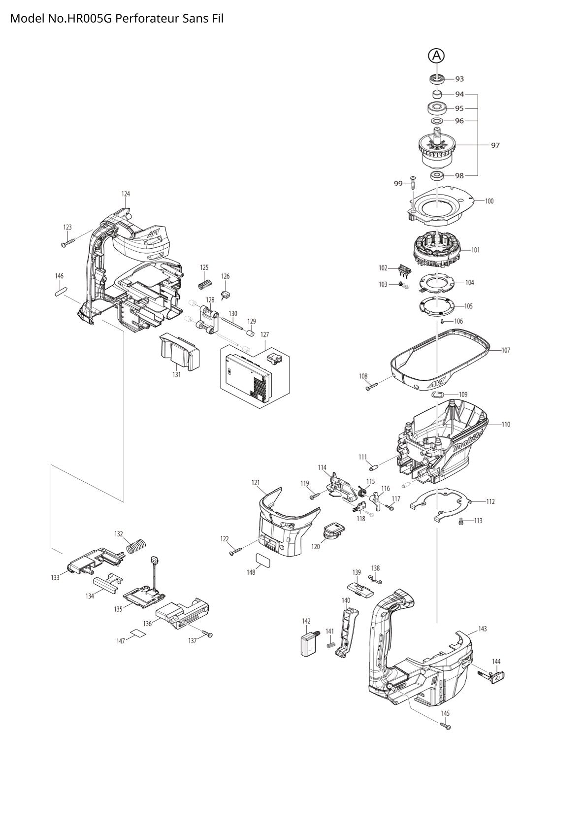Pièces détachées perforateur burineur sans fil Makita HR005G