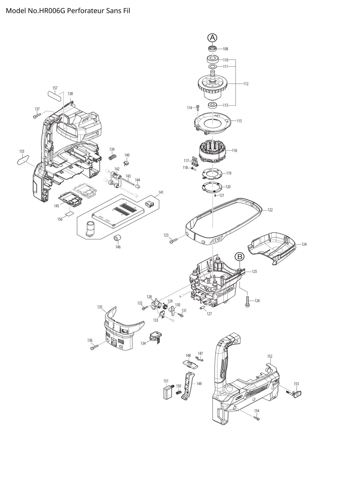 Pièces détachées perforateur burineur sans fil Makita HR006G