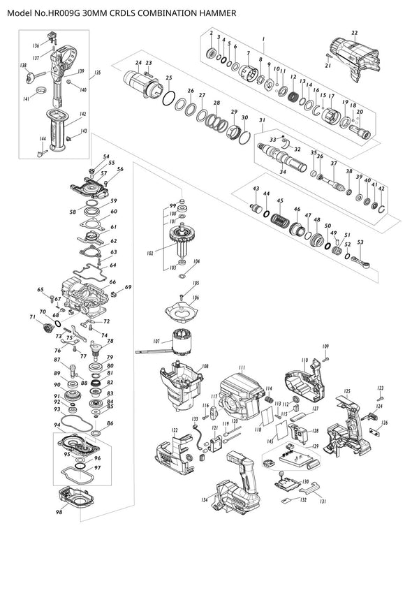 Pièces détachées perforateur burineur sans fil Makita HR009G