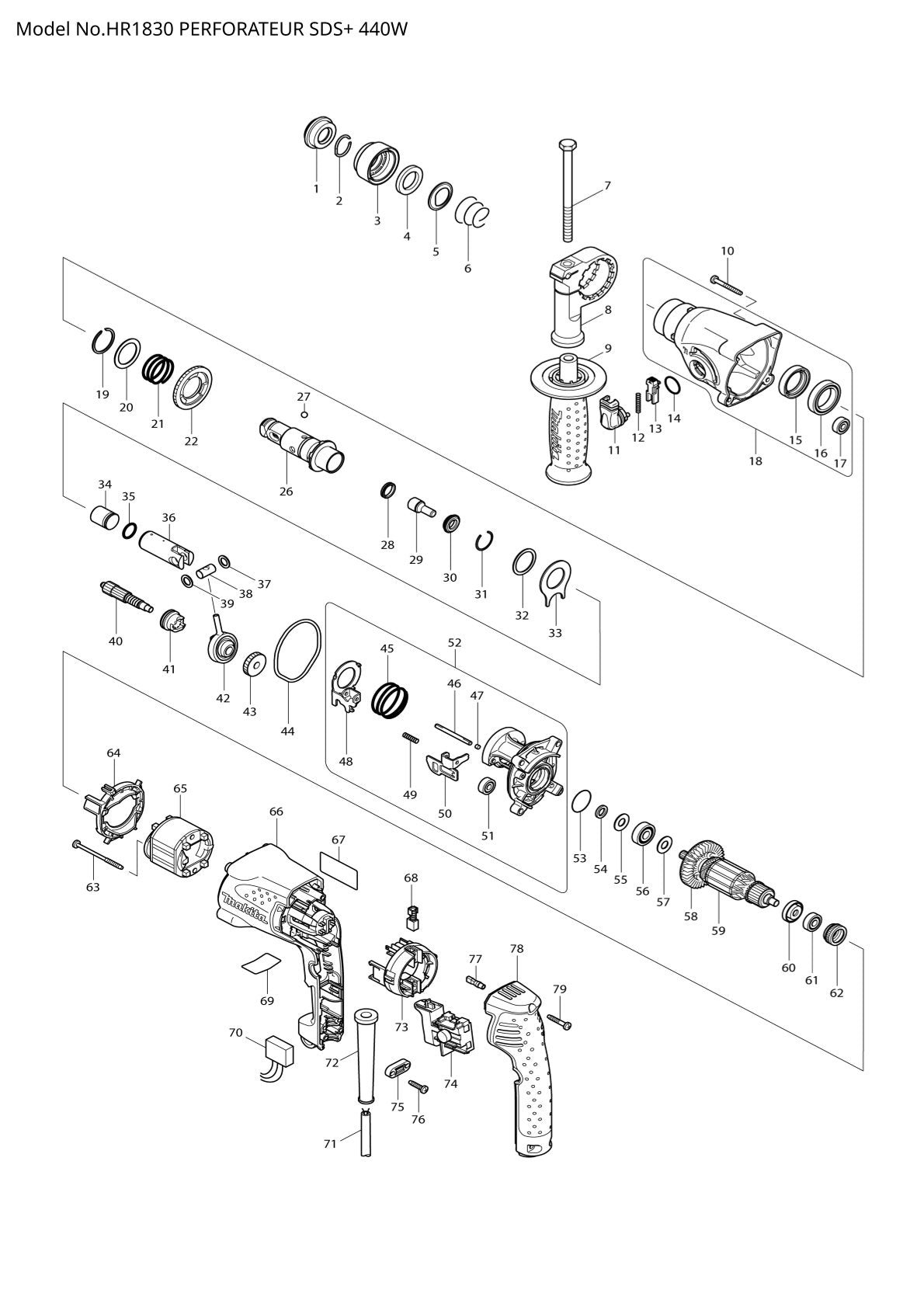 Pièces détachées perforateur burineur Makita HR1830