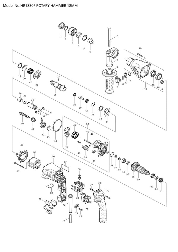 Pièces détachées perforateur burineur Makita HR1830F